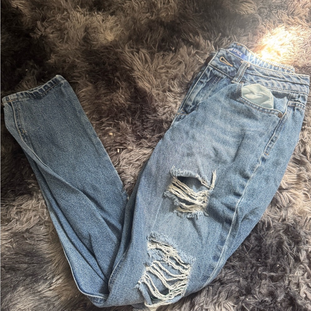 Blue Spice Light Blue Distressed Boyfriend Jeans